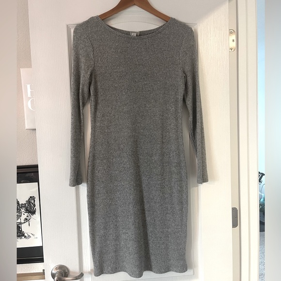 A New Day Gray Long Sleeve Waffle Knit Cozy Soft Thick Sweater Dress S - Picture 4 of 11